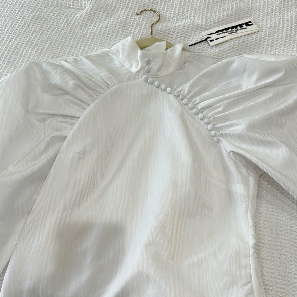 Elegant White Satin Blouse